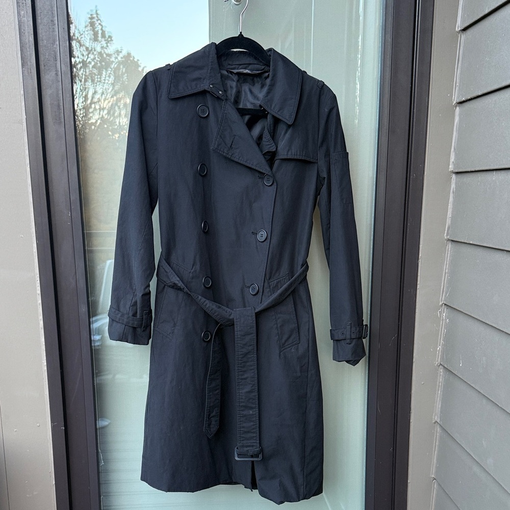 Norma Kamali Trench Women’s Medium M Classic Black Coat knee length